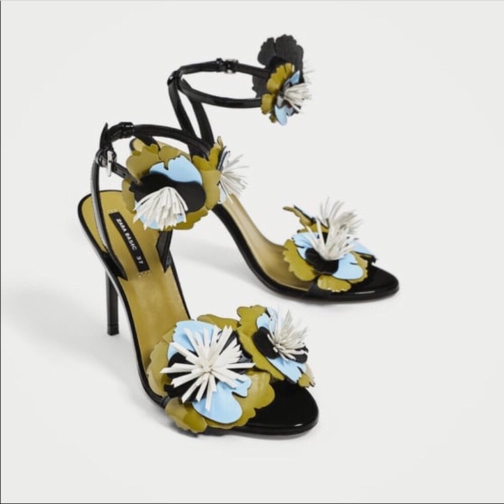 ZARA floral heels